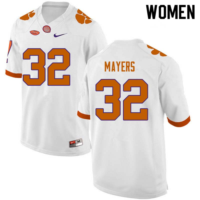 Women #32 Sylvester Mayers Clemson Tigers College Football Jerseys Sale-White